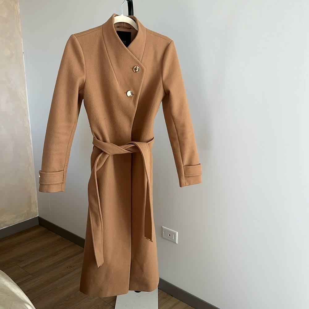 River island tan asymmetric cut coat US 6 UK 10 true to size